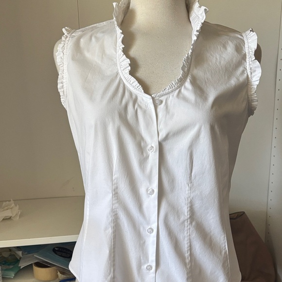 Relativity White Ruffled Sleeveless Button-Front Blouse - Picture 1 of 12